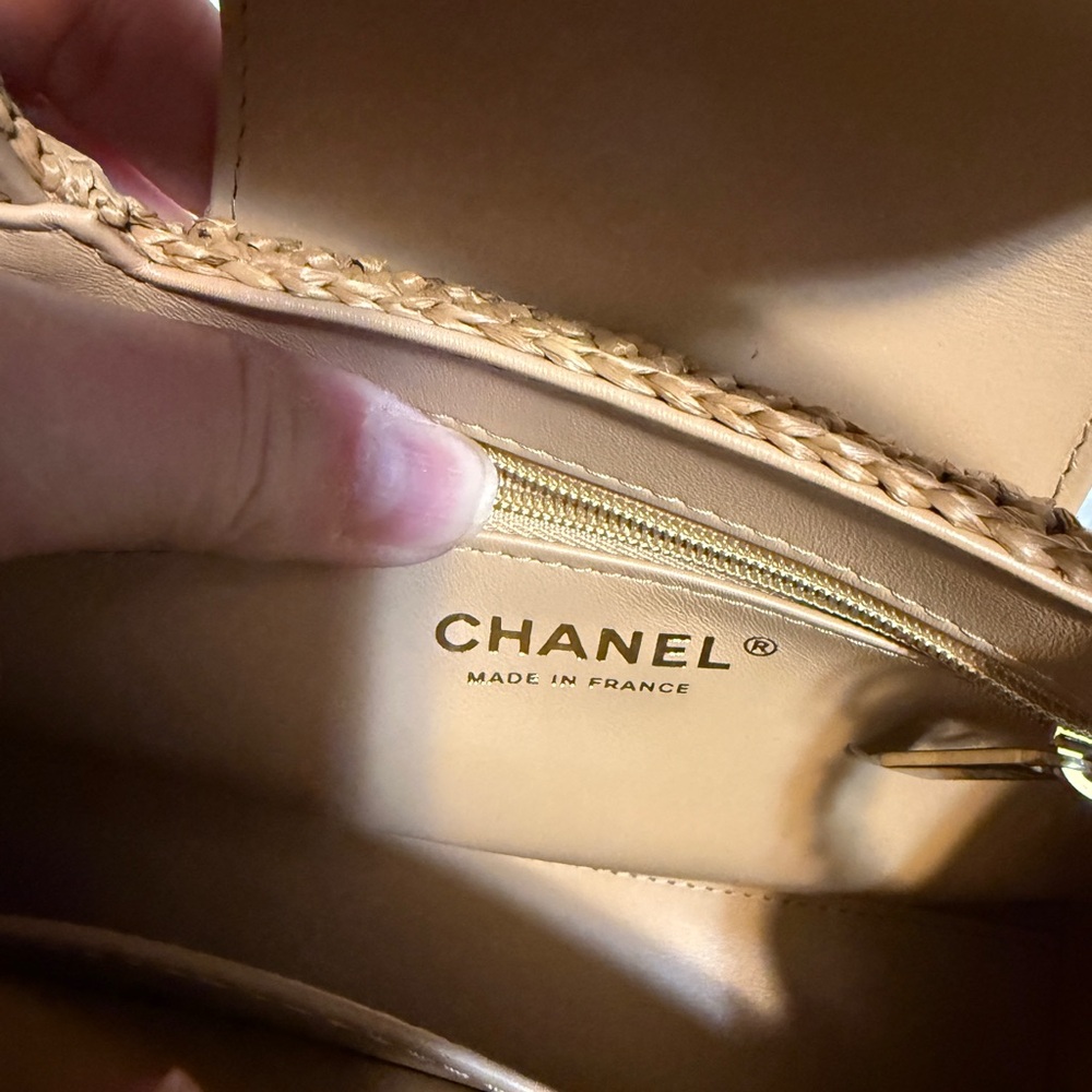 Chanel Braided Raffia & Gold Tone Metal Mini Shopping Bag - Picture 5 of 9